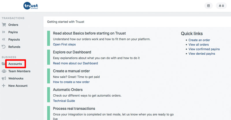 truust dashboard