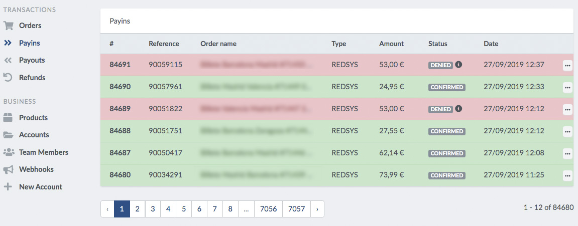 dashboard truust payins