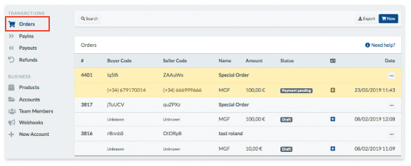 order dashboard