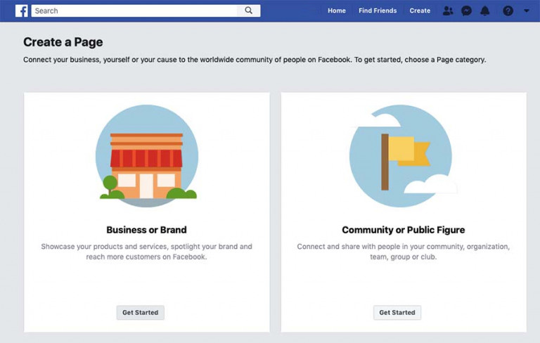 create a page facebook